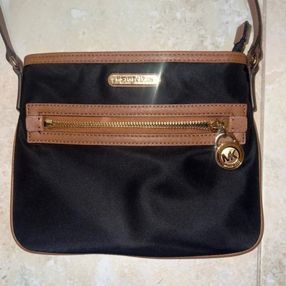 Michael Kors Black Crossbody Bag Brown &‎ Tan- Preloved